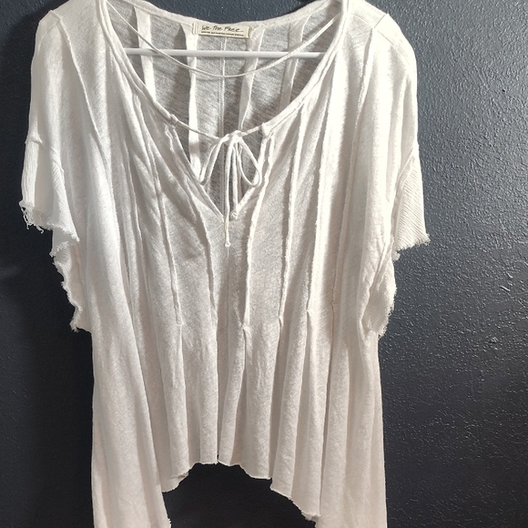 We The Free Tops - We The Free Cream Gauzy Tie-Front Boho Tunic